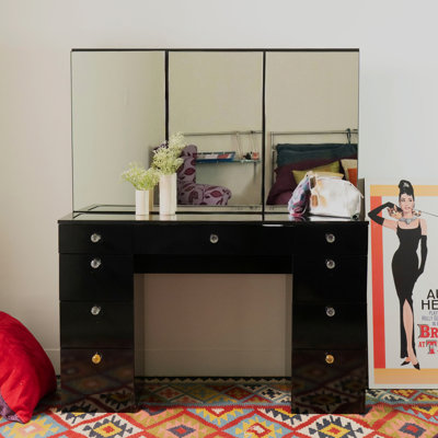 House of Hampton Keldon Black Faux Leather Upholstered Dresser & Reviews |  Wayfair
