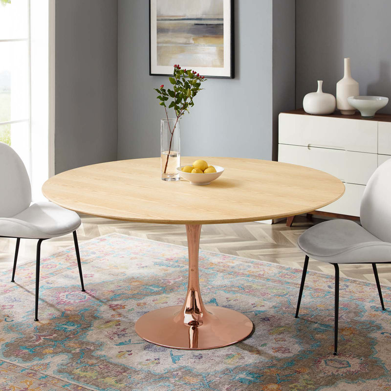Table de salle à manger Modway Lippa, Naturel, L 47 po x l 27,5 po, Or rose