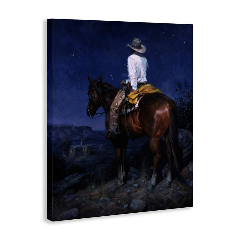 «Horse & Cowboy at Night», art mural par Jack Sorenson, H 20 po x l 16 po