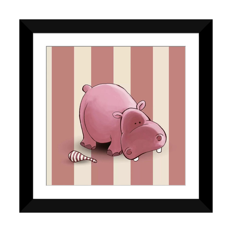 « hippopotame ii », impression sur toile, H 24 po x l 24 po x P 1 po, Papier d'art encadré noir