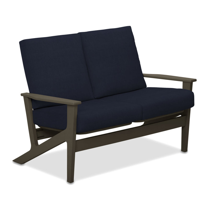 Chrisa 51.5'' Wide Loveseat with Cushions, Spectrum Indigo Sunbrella®, Beachwood