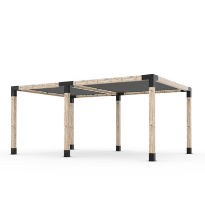 Toja 12' X 18' Double Pergola Kit With 2 Shade Sails For 6X6 Wood Posts