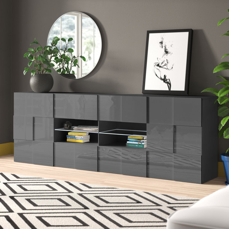 Bailee 241cm Sideboard, Gloss/Dark Grey