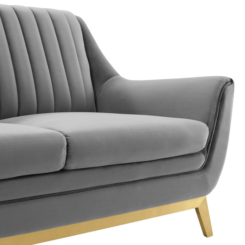 Causeuse Winsome, Velours gris