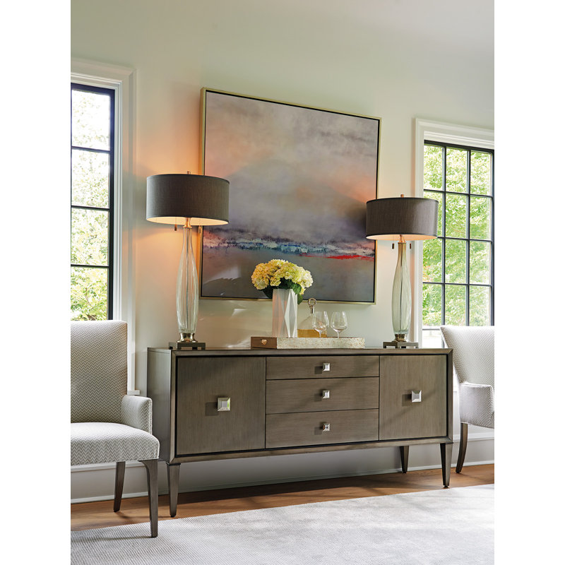 Ariana Transitional Gray and Brown 3-Drawer Sideboard
