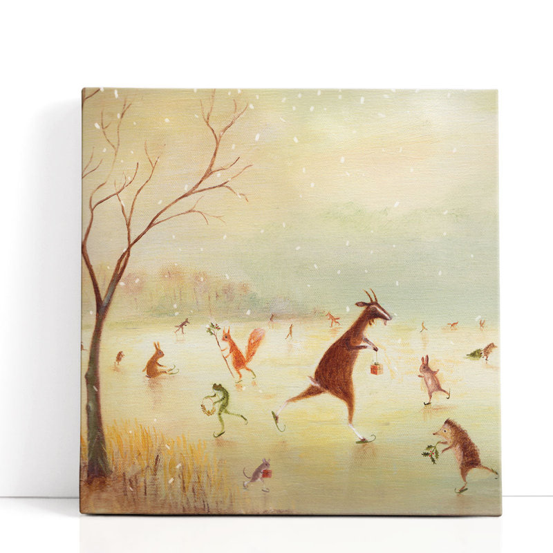 The Winter Skaters - reproduction d'art sur toile, H 40 po x l 40 po