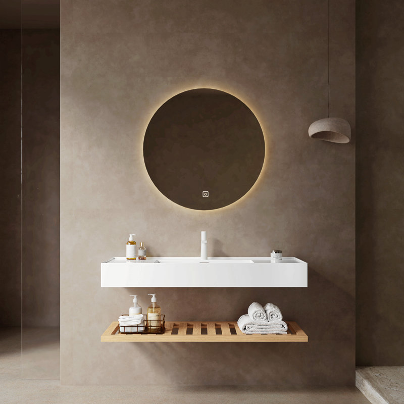 Meuble-lavabo de 30 po avec lavabo, armoire de rangement autoportante en contreplaqué rayé avec tiroir et tablette ouverte, lavabo intégré rectangulaire sans robinet, pré-assemblé, couleur bois de noyer rétro
