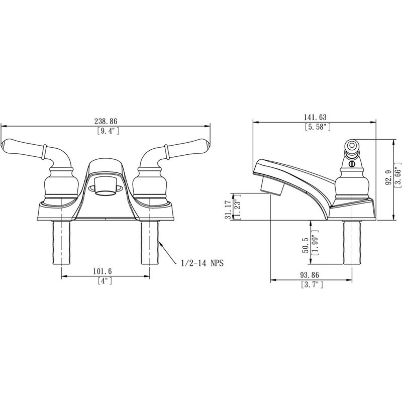 Bathroom Sink Faucet - Metallic Plating Over Lightweight ABS Plastic (Chrome)