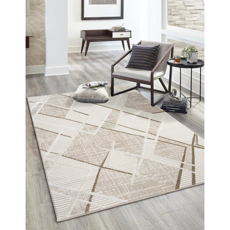 Tapis abstrait moderne LaDole Rugs pour salon, chambre à coucher, bureau à domicile, Rectangle 2 pi 7 po x 4 pi 11 po