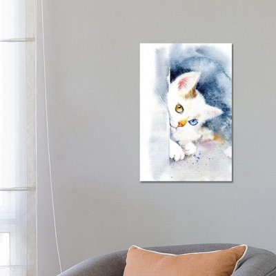 Chaton aux yeux colorés par Marina Ignatova, reproduction d'art sur toile tendue