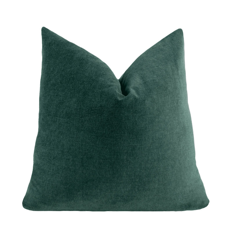 Housse de coussin en velours vert uni, Forrest, 22" H x 22" W
