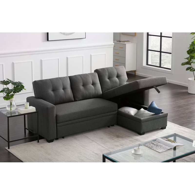 Canapé modulaire rembourré avec méridienne, Gris foncé