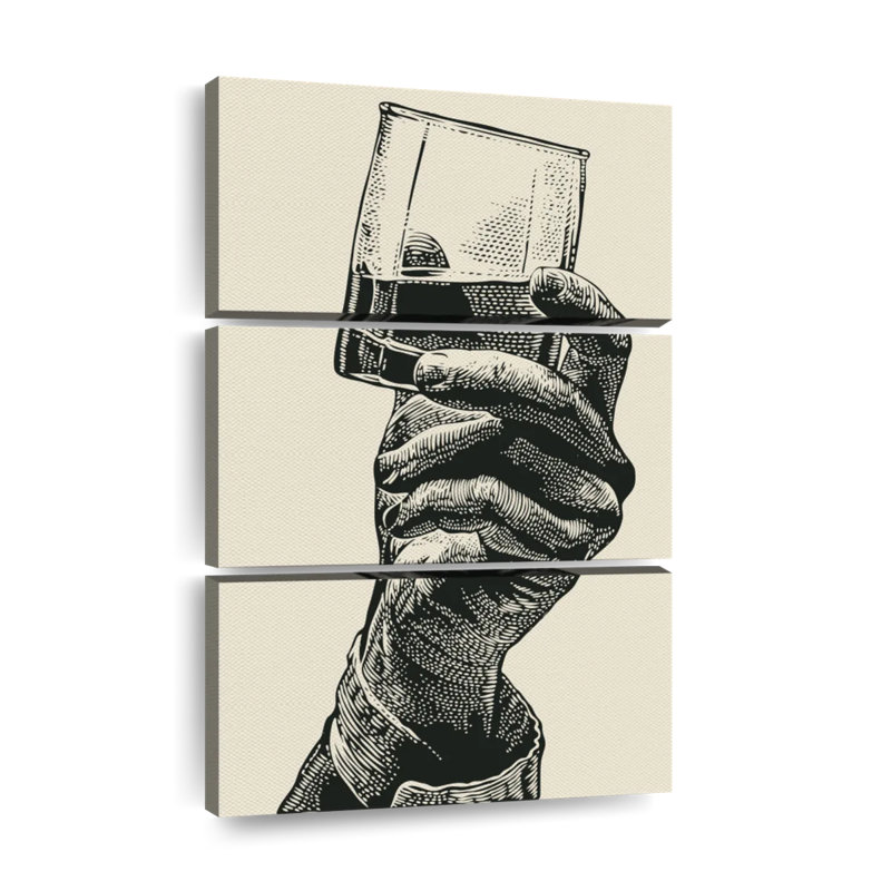 Ensemble de 3 pièces Whiskey In Hand On Canvas, H 45 po x l 28 po x P 1,25 po