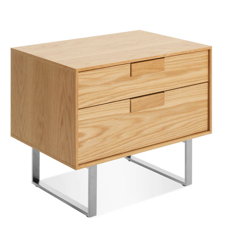 Series 11 24'' W Metal Nightstand, Silver/White Oak