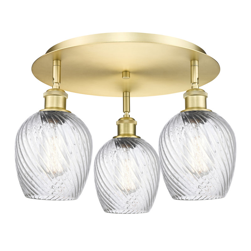 Plafonnier encastré 3 lumières 17 po Beka, Or satiné