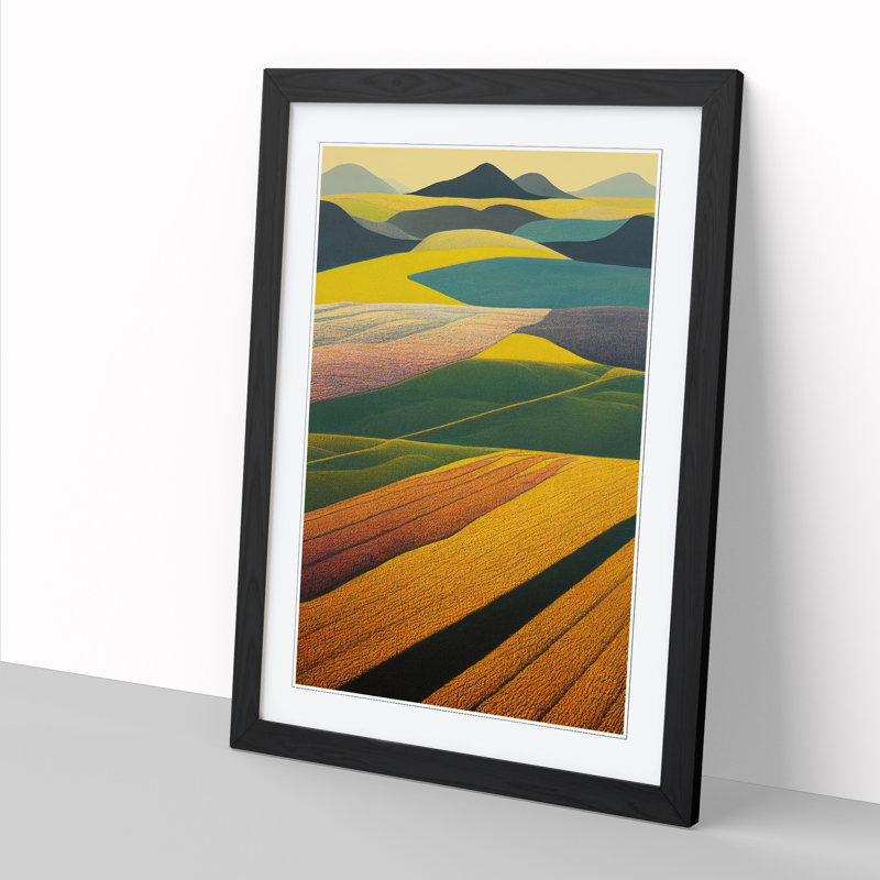 Wheat Field Stripes Vol.1 - Single Picture Frame Print, Black, 64cm H x 46cm W x 2cm D