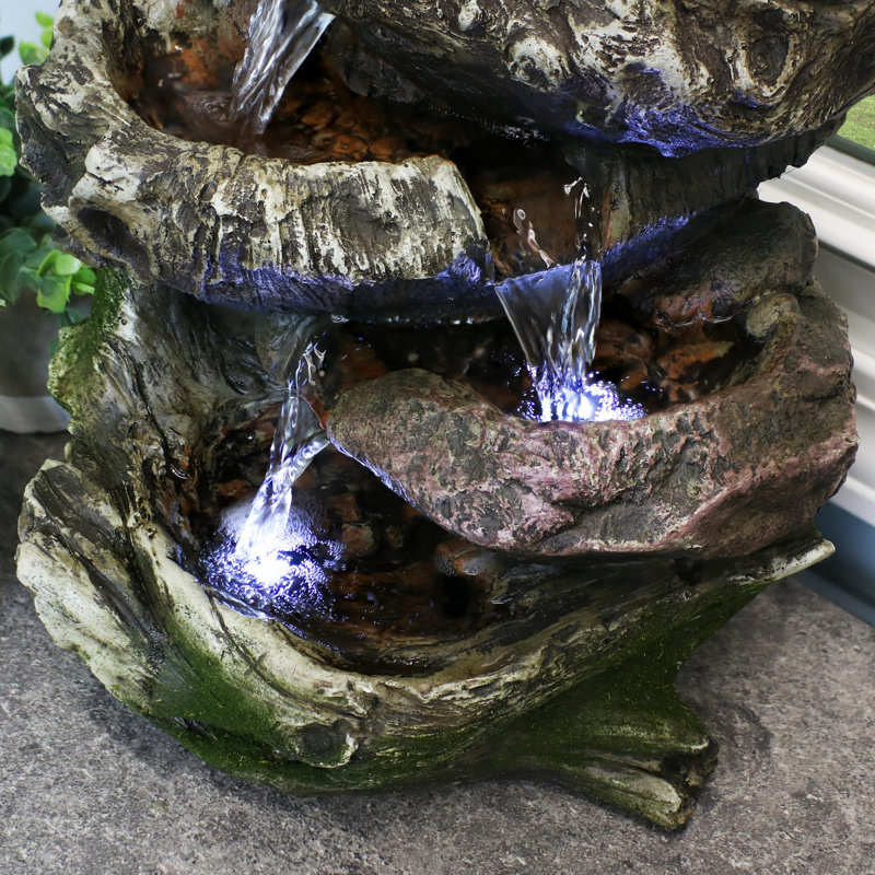  Fontaine de table rustique avec éclairage à DEL Cascading Caves