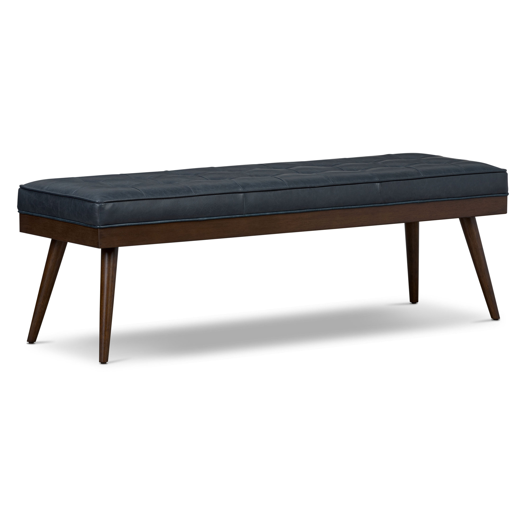 Luca Full-Grain Italian Genuine Leather Bench, Deepsky Blue