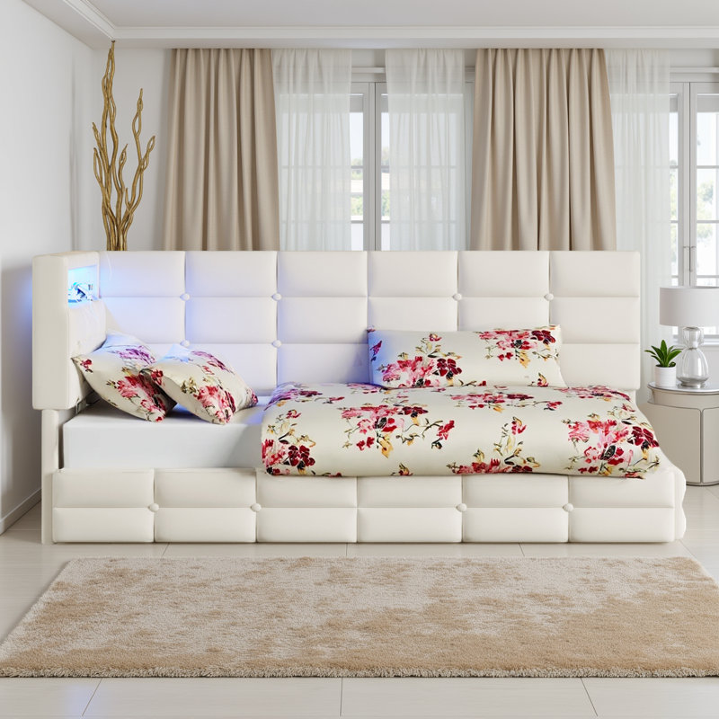 Lit de jour tapissier Alano, Beige