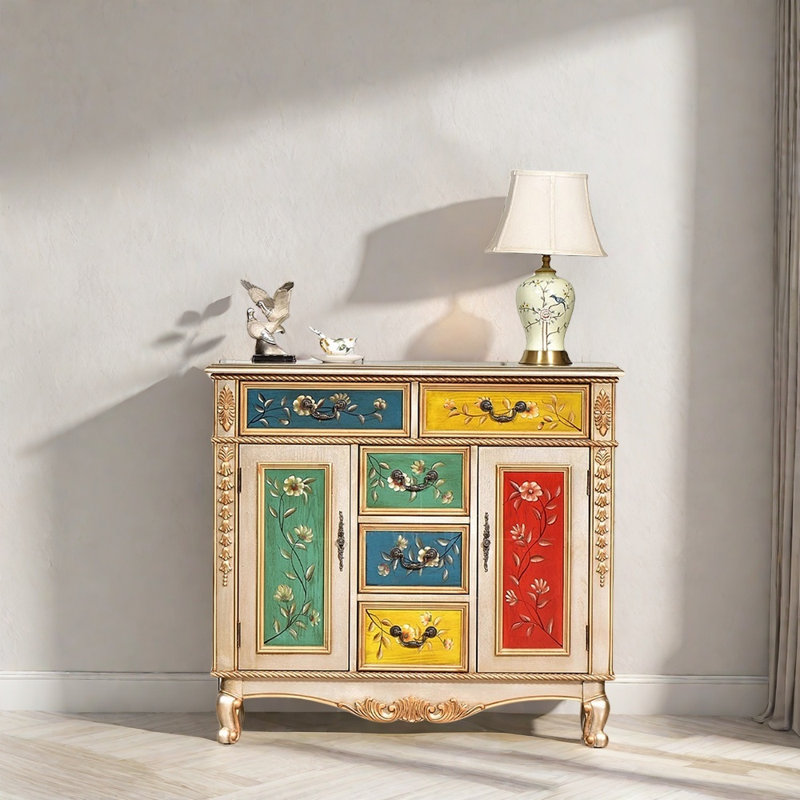 Hand-Painted Entryway Cabinet