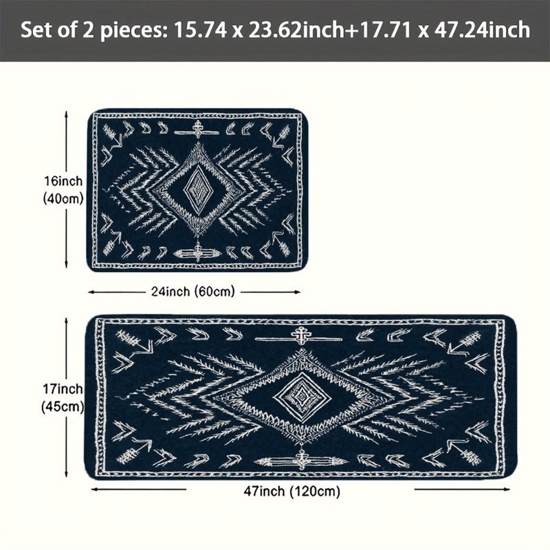Tapis marocain antidérapant 2 pièces