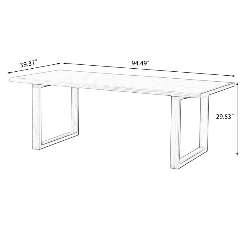 Brown Rectangular Solid Wood Dining Table, 29.53"H x 94.49"L x 39.37"W