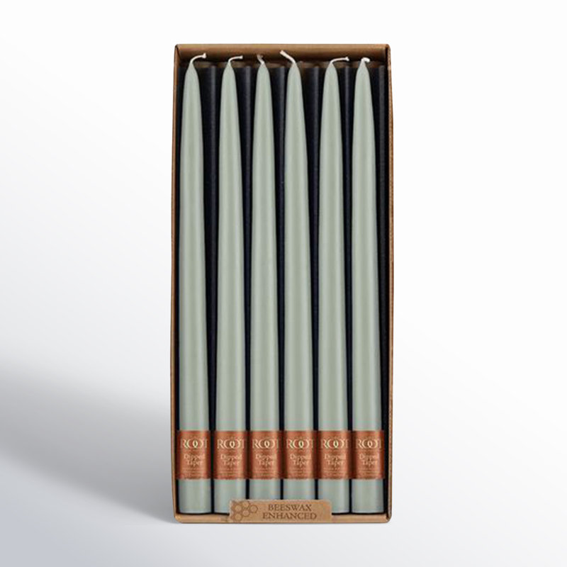 Ensemble de 12 chandelles coniques non parfumées 12 pièces, H 12 po x l 0,88 po x P 0,88 po, Vert sauge