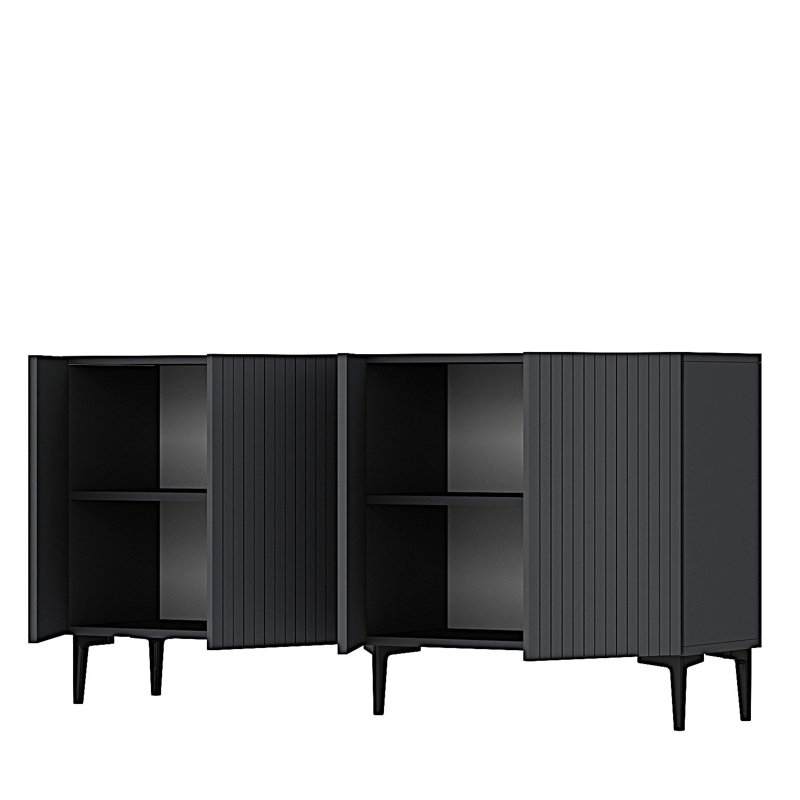 Adams Modern Anthracite Console Table, 59.1 x 29.5 x 12.6 inches | 100% Melamine Coated Particle Board, Thickness: 0.7 inches | Features Multiple Shelves, Wall-Mountable Design | Stylish & Functional for Living Room & Entryway