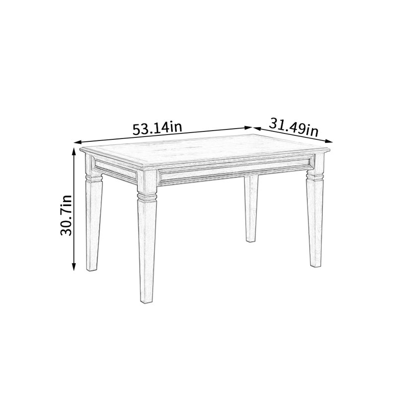 Sorina Ash Solid Wood Dining Table, 31.49" W x 53.14" L