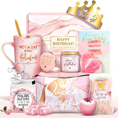 Not A Day Over Fabulous Mug Gifts Set- Birthday Gifts For Women - Funny Birthday Gift Ideas For Her,Friends, Coworkers, Her, Wife, Mom, Daughter, Sister, Aunt Ceramic Marble Mug 14 Oz