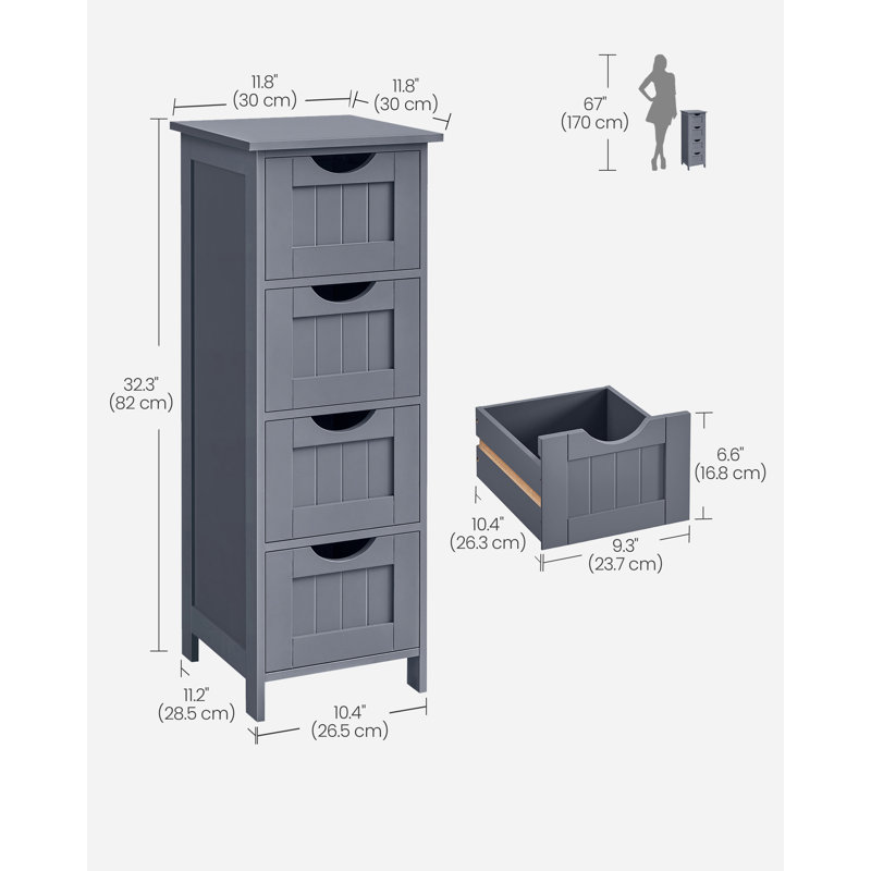 Freestanding Bathroom Cabinet, Grey