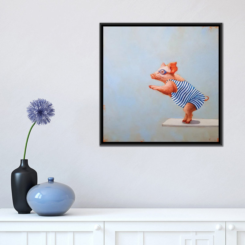 « the plongée », reproduction sur toile, Toile avec cadre noir, H 5 po x l 18 po x P 18 po, Pas de tapis