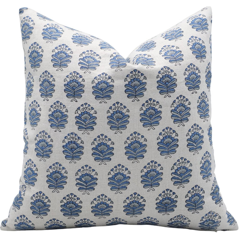 Coussin décoratif à housse de coussin imprimé à la main Fab divine - Bheesma, H 20 po x l 20 po