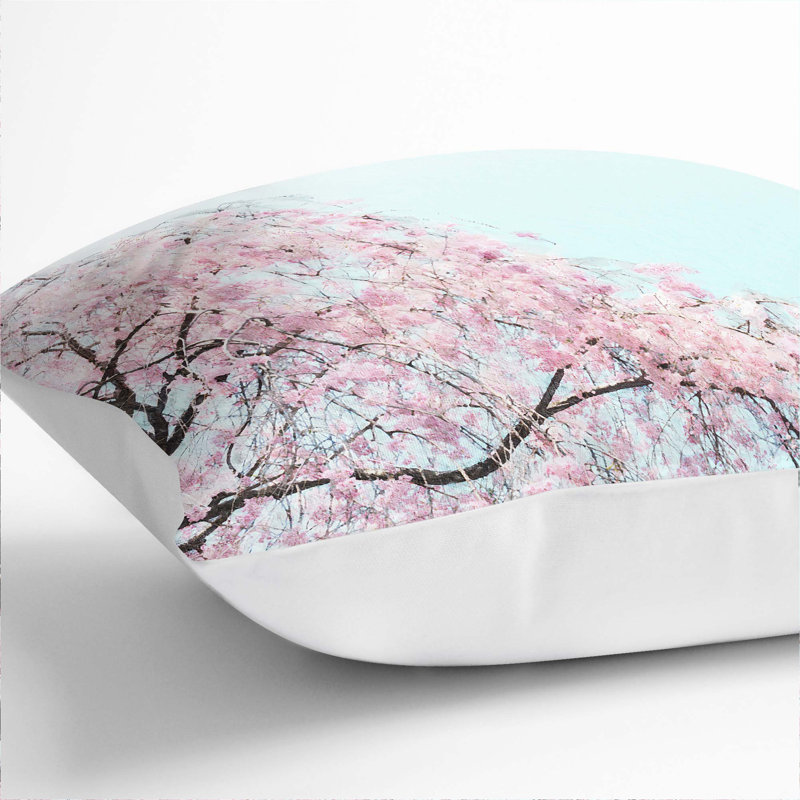 Cherry Blossom Tree Cushion with Filling, 40cm H x 40cm W x 15cm D, White