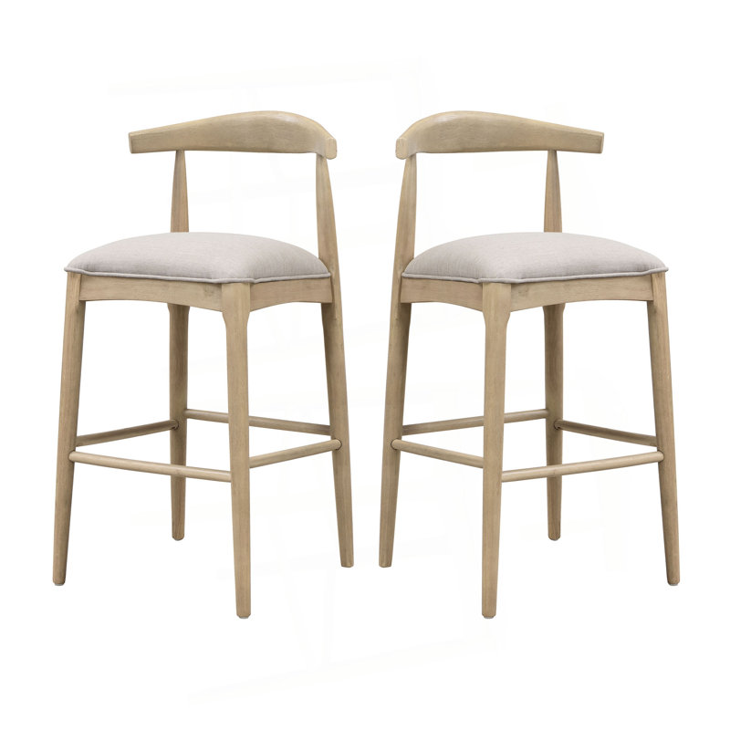 Tabouret de bar en tissu galet (ensemble de 2), Siège gris / structure kaki clair