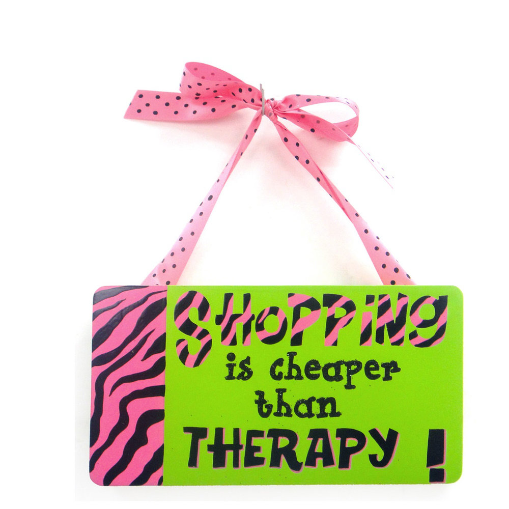 Trinx DesMa Group Shopping Is Cheaper Than Therapy Fabric Wall Plaque
