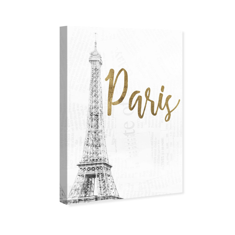 Paris Heart - reproduction d'impression sur toile, 15" H x  10" W x  1.5" D, Toile tendue