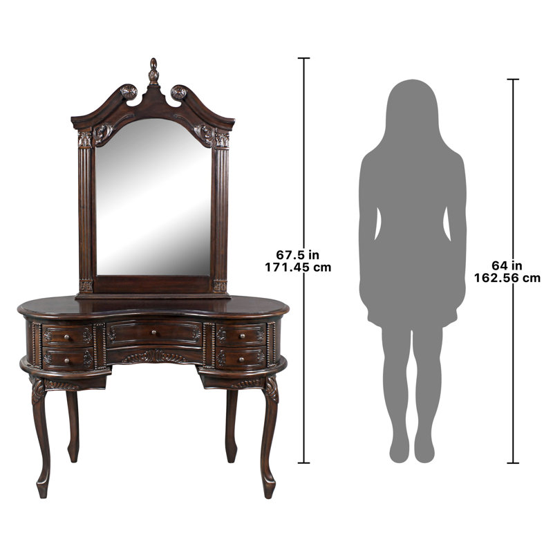 Ensemble coiffeuse et miroir Queen Anne