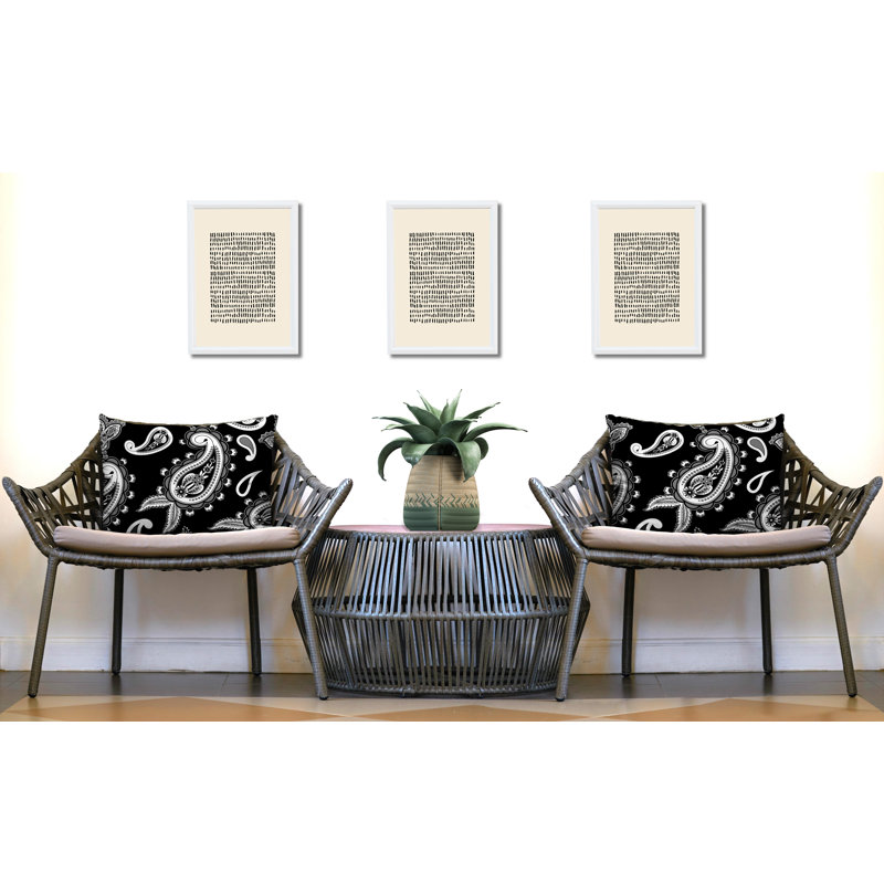 Paisley Outdoor Reversible Throw Pillow, Black