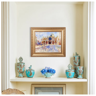 The Piazza San Marco, Venice by Pierre-Auguste Renoir Painting Reproductions World Classic Reproductions For HomeDecor,Gold Frame