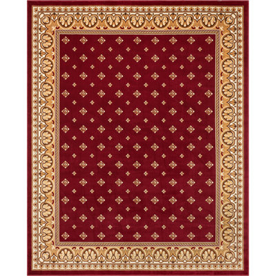 Tapis à bordure géométrique vin / beige / brun Denzel