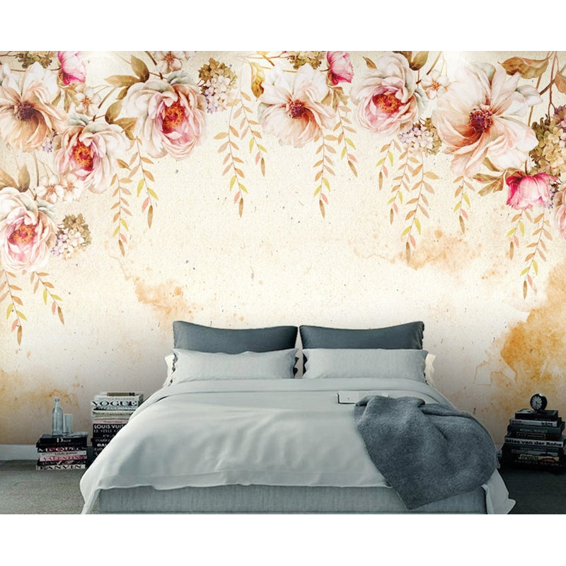 Papier peint amovible pastel rose, L 114 po x l 204 po