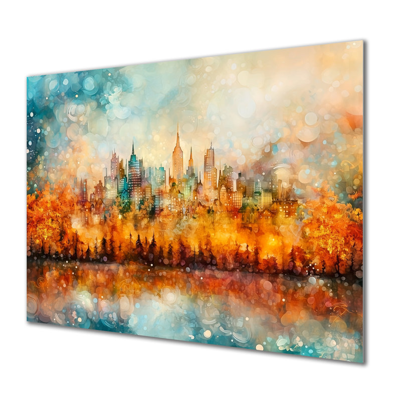 «Modern Evolve New York City Cityscape I», impression abstraite sur métal, H 12 po x l 20 po x P 0,84 po