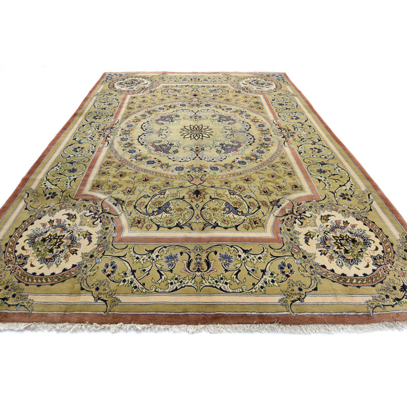 Tapis oriental fait à la main 9 pi 9 po x 13 pi 5 po Golden Olive