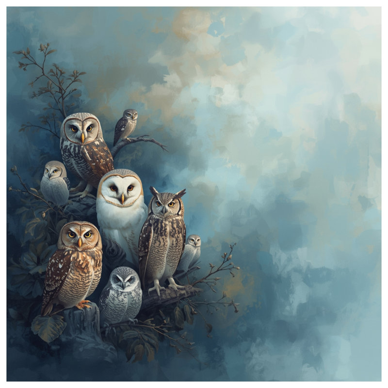 Rideaux de douche Group Of Owls, 70in W x 72in H