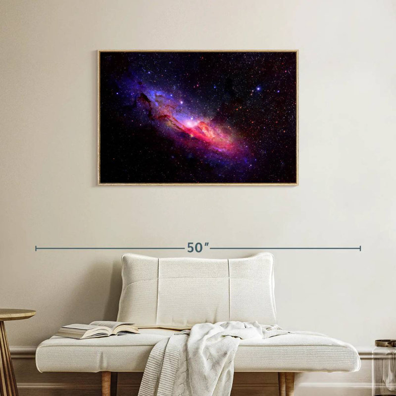 Galaxie dans l'espace, Cadre flottant en bois naturel, 37 po x 25 po