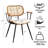 Modern Upholstered Faux Leather Rattan Back Dining Chairs-1804957492