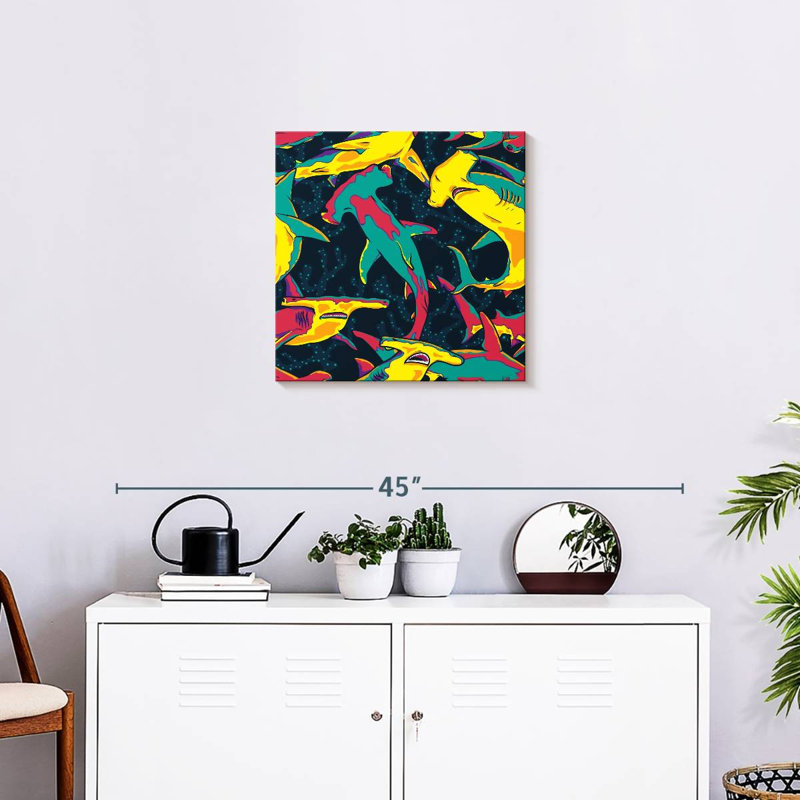 Brampt Colorful Hammerhead Sharks, 20" H x 20" W