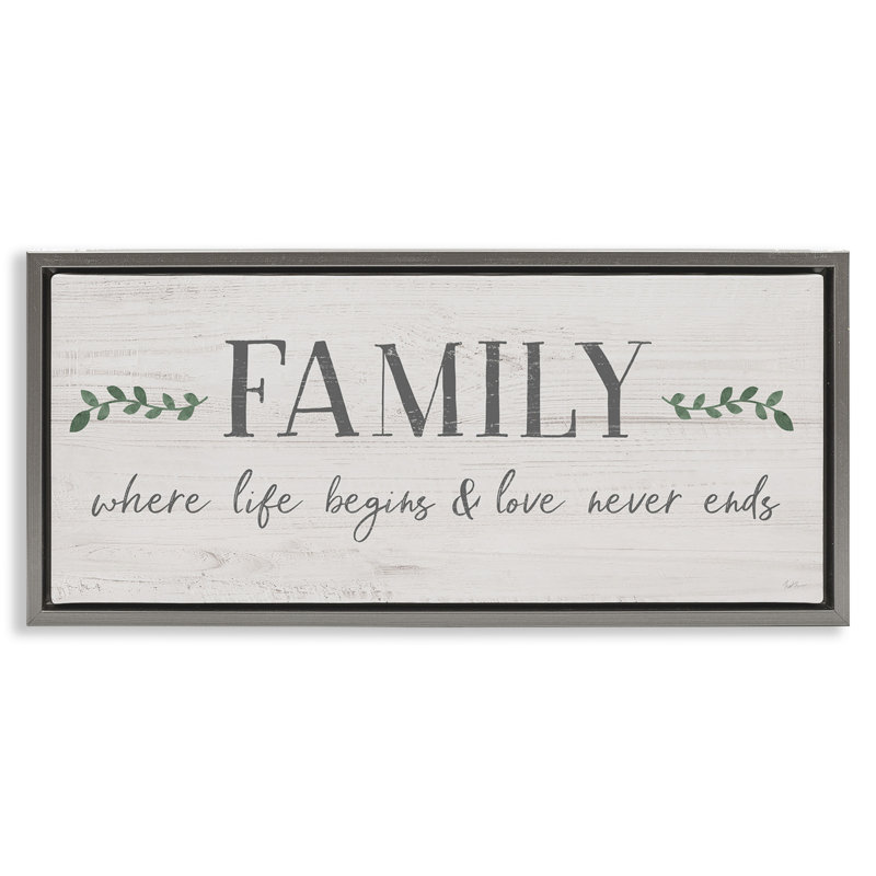 Love Never Ends Family Phrase, Lustre Grey Floater Frame, 14" H x 31" W