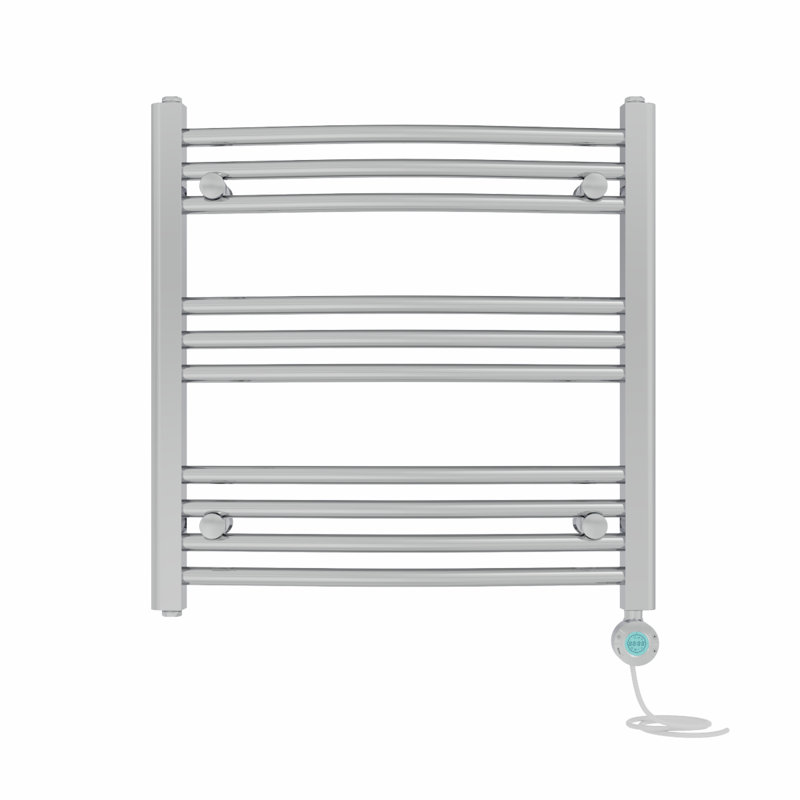 Ameia Curved Towel Rail Heated Towel Rails, 60cm H x 60cm W x 5.6cm D, Chrome
